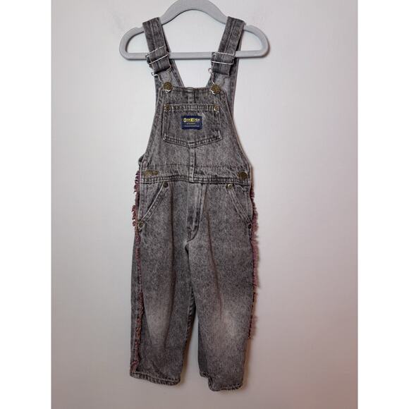 OSHKOSH B’GOSH Vintage Cowboy Fringe Denim Overalls Sz Kids Sz 3T USA Made - Picture 1 of 9